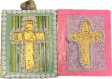 Load image into Gallery viewer, Gold Cross/tulip Picture with Hanger