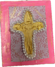 Load image into Gallery viewer, Gold Cross/tulip Picture with Hanger